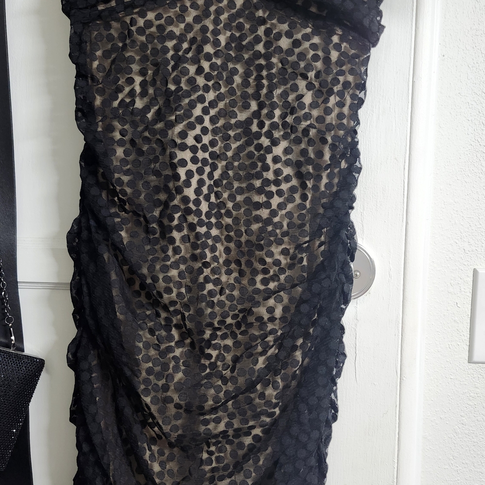 Black and Tan Polka Dot Dress